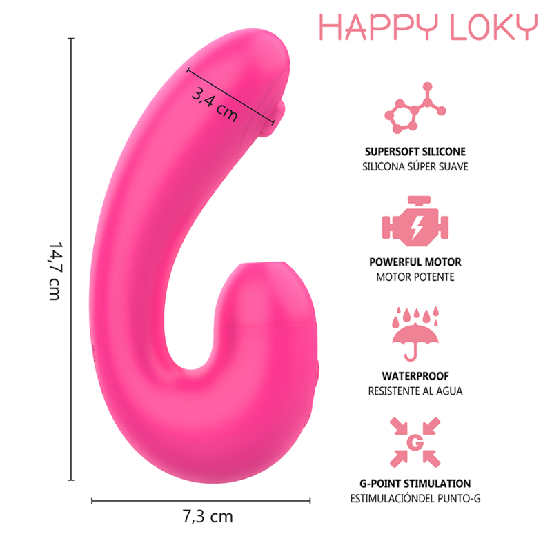 HAPPY LOKY - PASCAL STIMULATEUR DE POINT G À DOUBLE SUCCION ET PULSATION ROSE