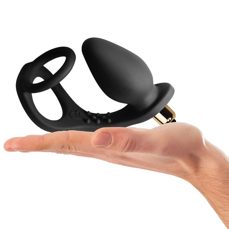 ROCKS-OFF - VIBRATEUR DE PROSTATE RO-ZEN AVEC DOUBLE ANNEAU, 7 VITESSES, NOIR ONYX