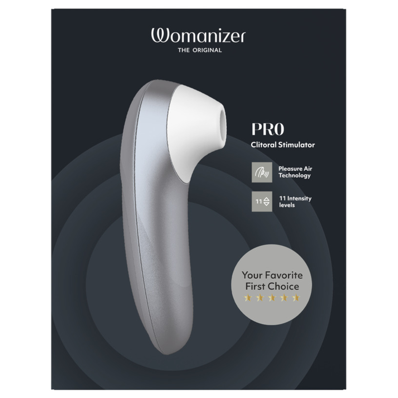 WOMANIZER - STIMULATEUR CLITORIAL PRO À SUCCION 11 NIVEAUX D'INTENSITÉ GRIS ARGENTÉ