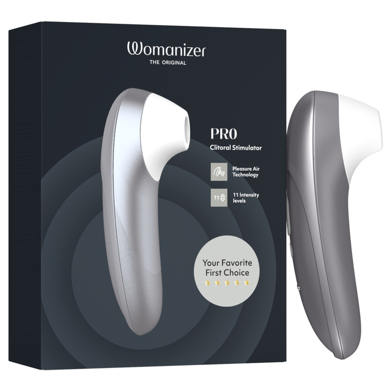 WOMANIZER - STIMULATEUR CLITORIAL PRO À SUCCION 11 NIVEAUX D'INTENSITÉ GRIS ARGENTÉ
