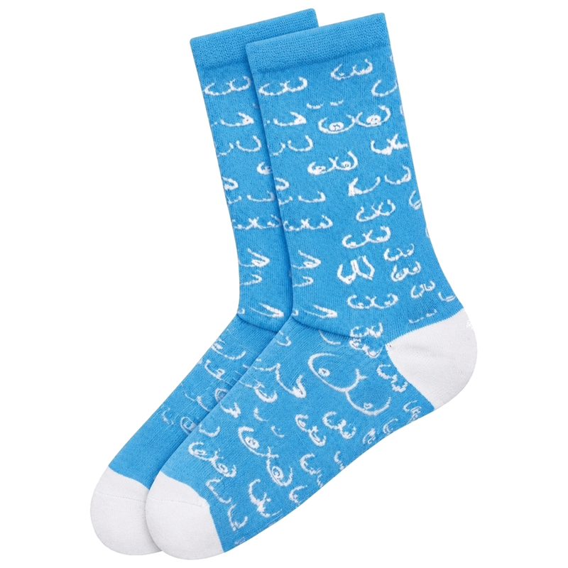 DIABLO PICANTE - CHAUSSETTES BLEUES À MOTIF SEINS POINTURES 35 - 40