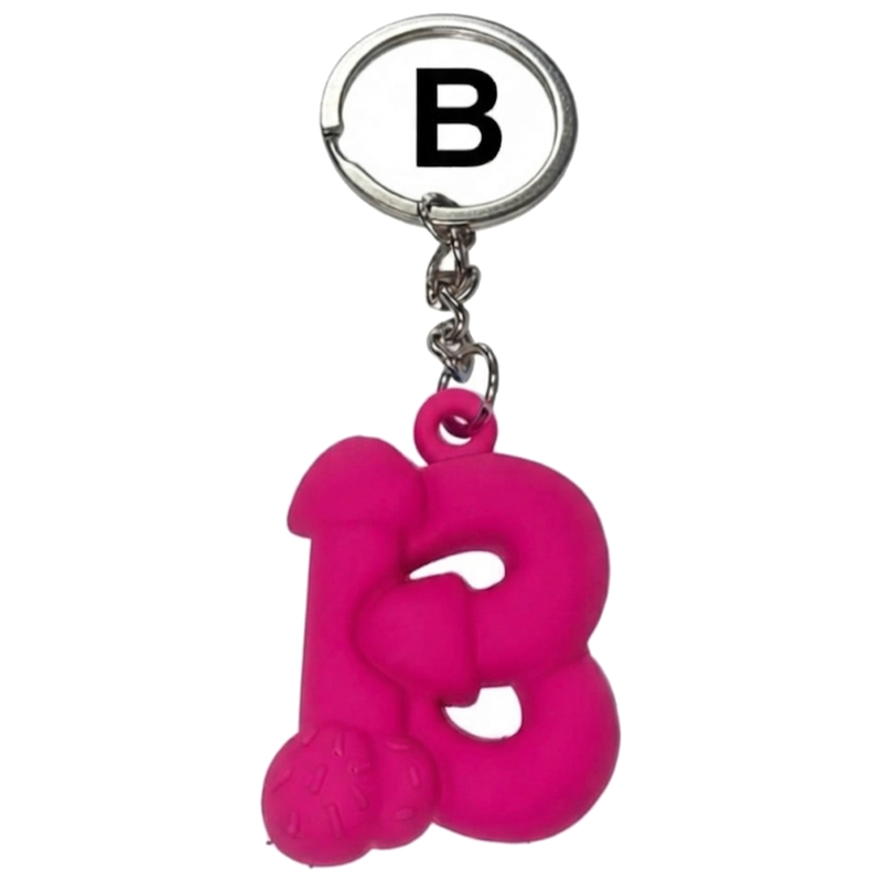 Porte-clés Pénis Fuchsia Lettre B Parfumé à la Fraise - Diablo Picante