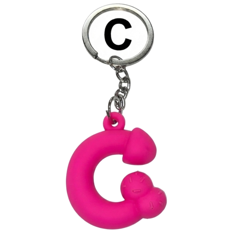 Porte-clés Pénis Fuchsia Lettre C Parfumé à la Fraise - Diablo Picante