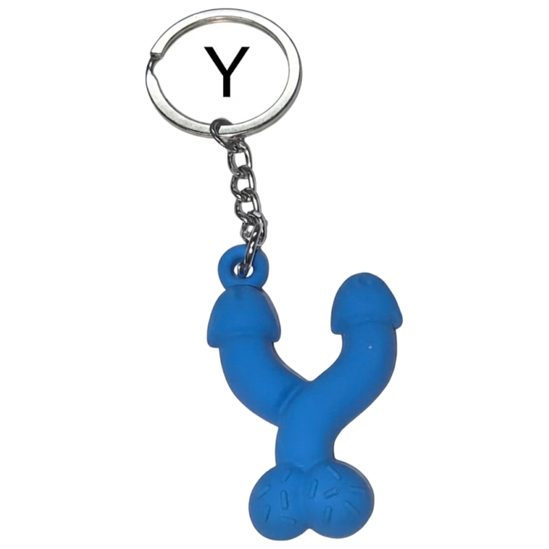 DIABLO PICANTE - PORTE - CLÉS BLEU EN FORME DE PÉNIS, LETTRE Y PARFUMÉE À LA VANILLE