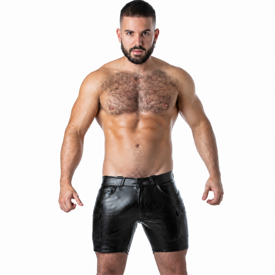 Sous-vêtement homme sexy perforé effet cuir noir - Locker Gear