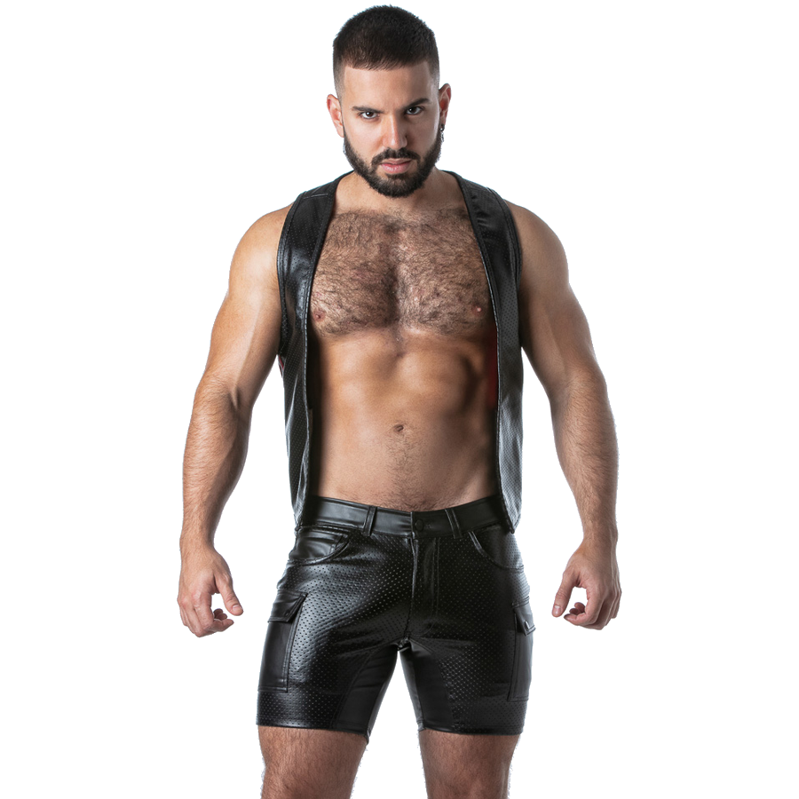 LOCKER GEAR - PUNCH HOLE LEATHERETTE GILET BLEU S
