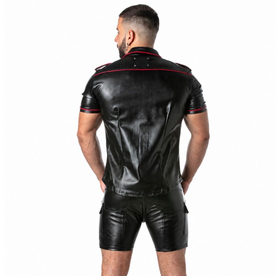 LOCKER GEAR - PUNCH HOLE LEATHERETTE CHEMISE BLEU S