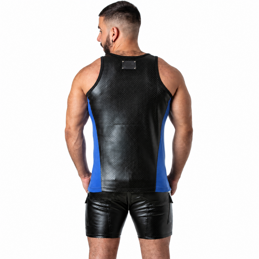 LOCKER GEAR - PUNCH HOLE LEATHERETTE DÉBARDEUR BLEU S