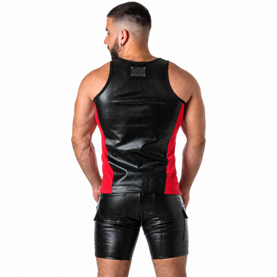 LOCKER GEAR - PUNCH HOLE LEATHERETTE DÉBARDEUR BLEU S