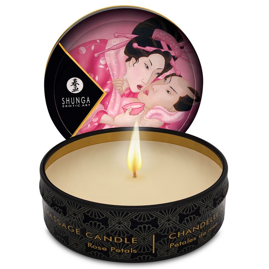 Shunga - Bougie de massage aux pétales de rose ’Aphrodisia’ - 30 ml