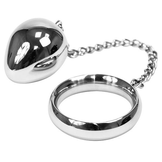 Anneau pénien 40mm avec chaîne et boule anale - Metal Hard - METAL HARD