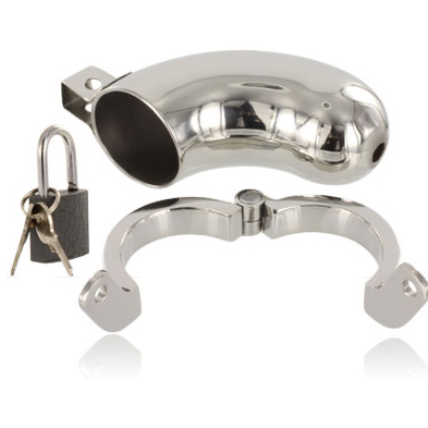 Metal Hard – Cage de chasteté pénis en acier avec anneau pour testicules
