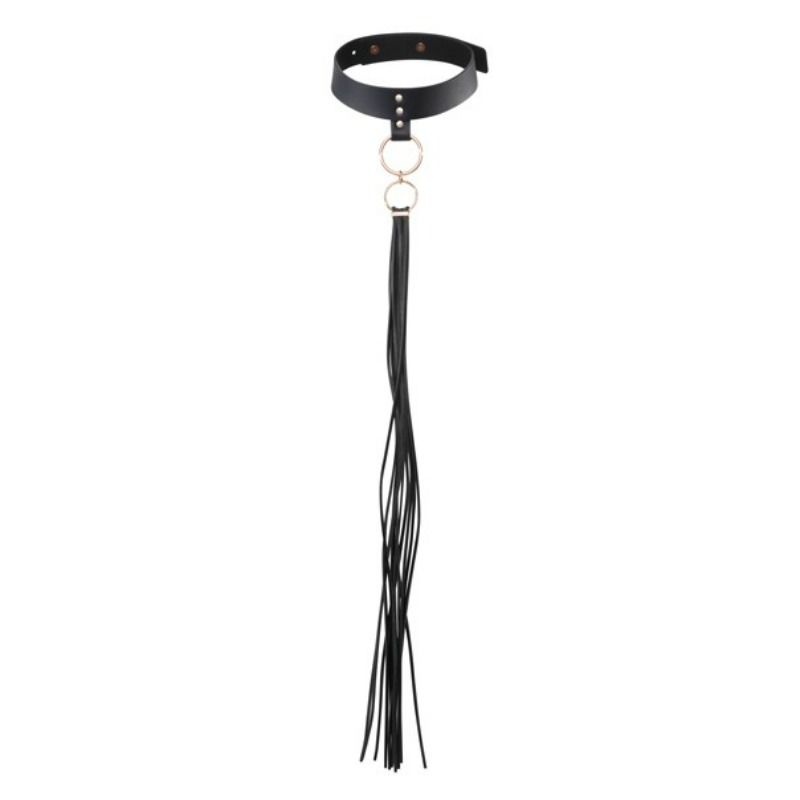 Bijoux Indiscrets - Tour de Cou Franges en Cuir Vegan Maze - Noir