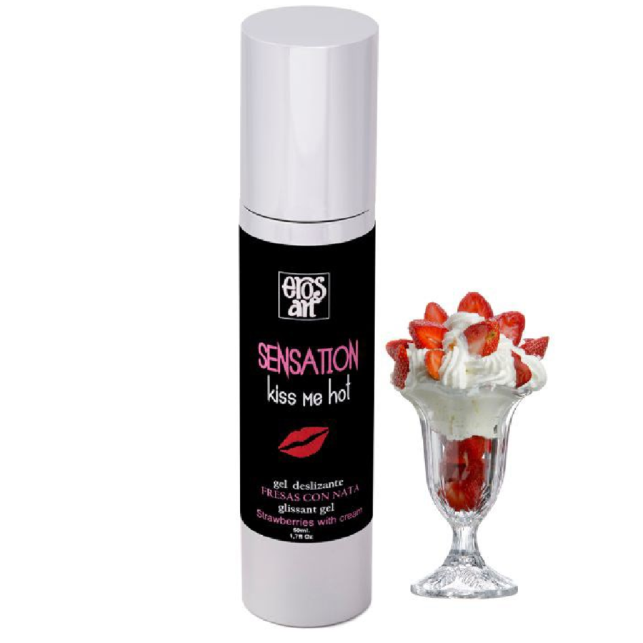 Lubrifiant Gourmand Fraise Crème Chauffant 50ml - Eros-Art