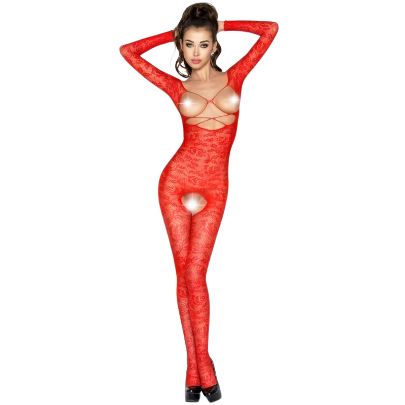 Bodystocking Passion BS031 Rouge Taille Unique - Passion