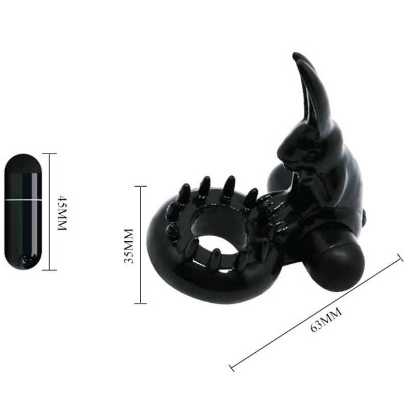 Baile - Anneau Pénien Vibrant en Forme de Lapin Sweet Ring - Noir