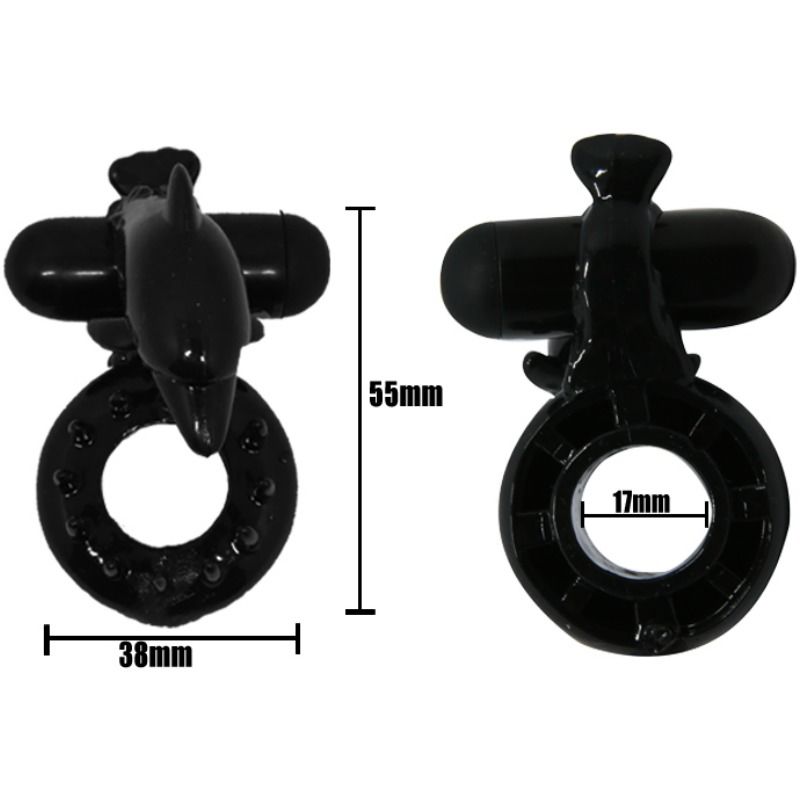 Baile - Anneau Pénien Vibrant avec Dauphin Sweet Ring - Noir