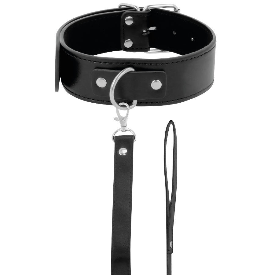 Collier de Posture avec Laisse Chaîne en Cuir - Darkness - Darkness