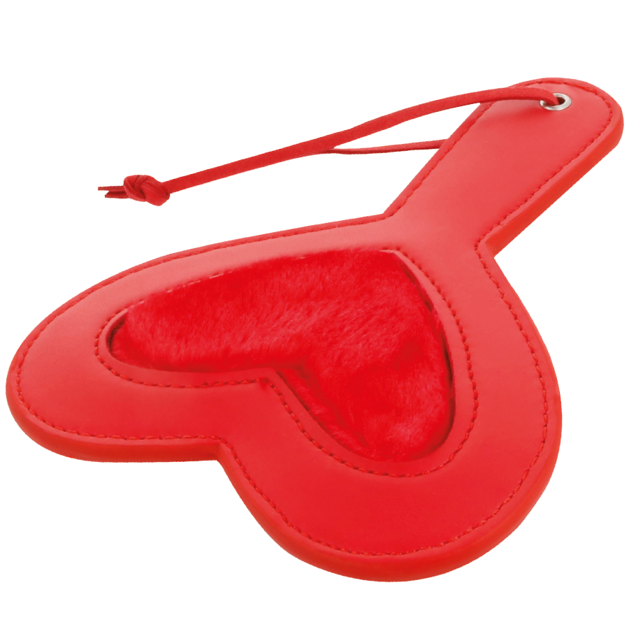 Darkness - Paddle BDSM en forme de cœur Rouge en Velours