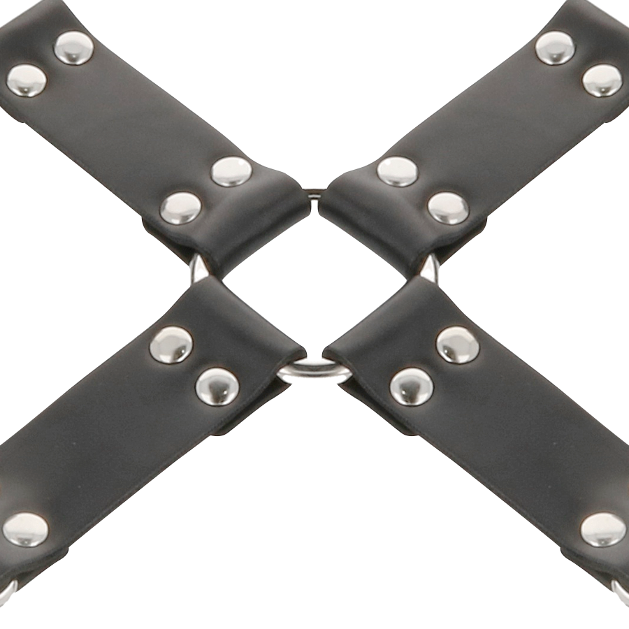 Dakness – Kit Hogtie en X en Cuir - Noir