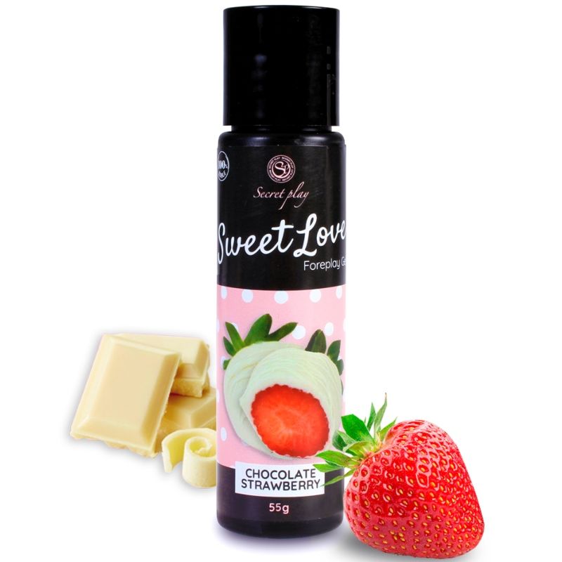 Secret Play - Gel Lubrifiant Comestible Chocolat Blanc & Fraise - 60 ml