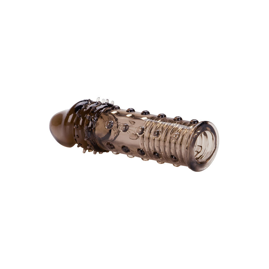 Manchon Pénis Nervuré Transparent Noir - CalExotics