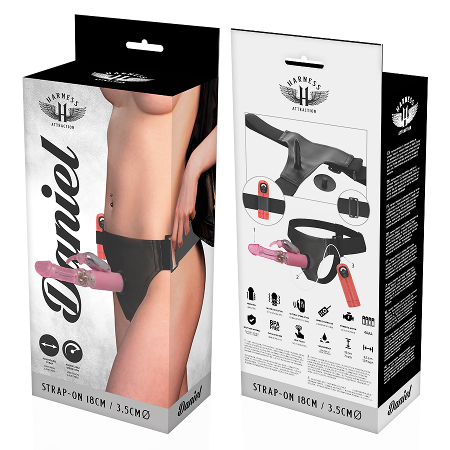 Harness Attraction – Gode Ceinture avec Sextoy Rabbit – 18 cm