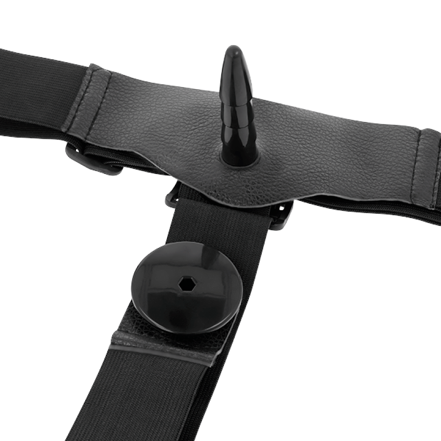 Harness Attraction – Gode ceinture double pénétration Harris avec vibromasseur – 18,5 cm