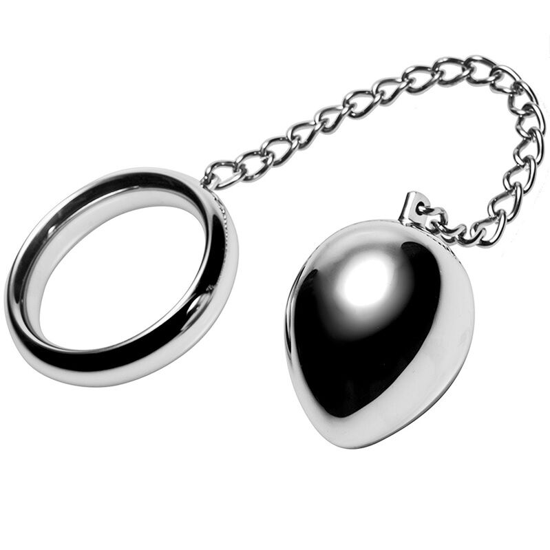 Anneau pénien 40mm avec chaîne et boule anale - Metal Hard - METAL HARD