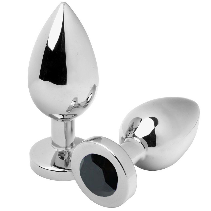 Plug Anal Diamant Noir Moyen 7,62cm - Metal Hard