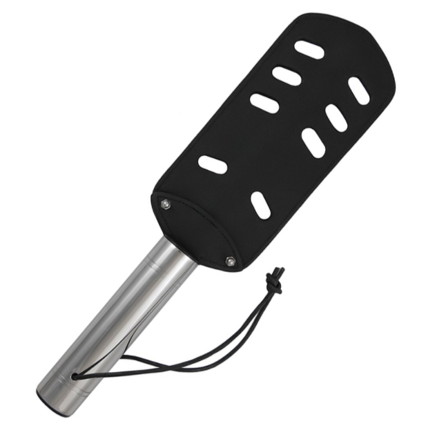 Metal Hard - Paddle BDSM avec Trous Acier Inoxydable et Cuir - 45 cm