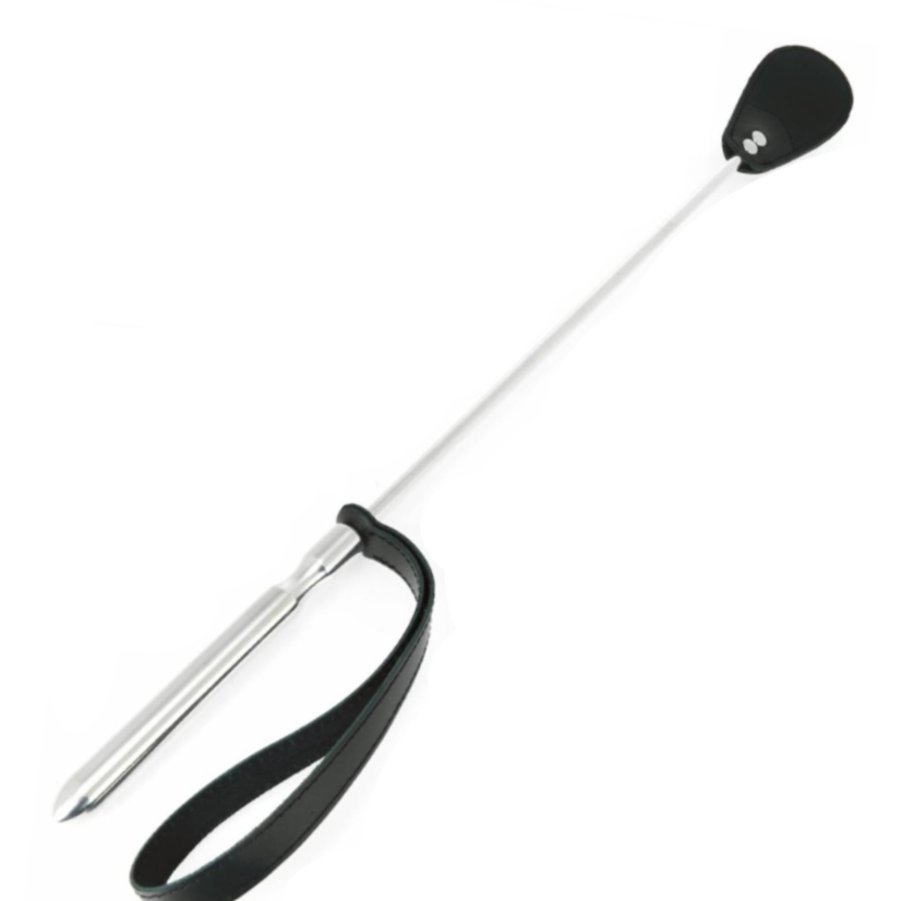 Metal Hard - Cravache BDSM en Acier Inoxydable et Cuir - 61 cm