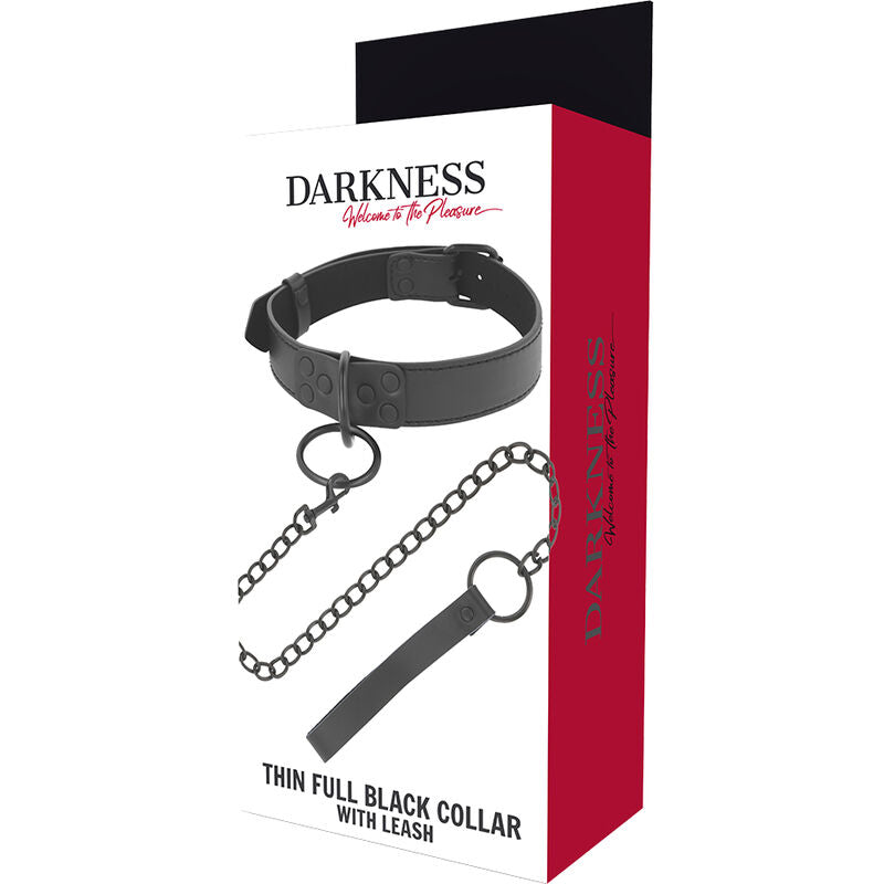 Collier BDSM avec chaîne et poignée noir - Darkness - Darkness