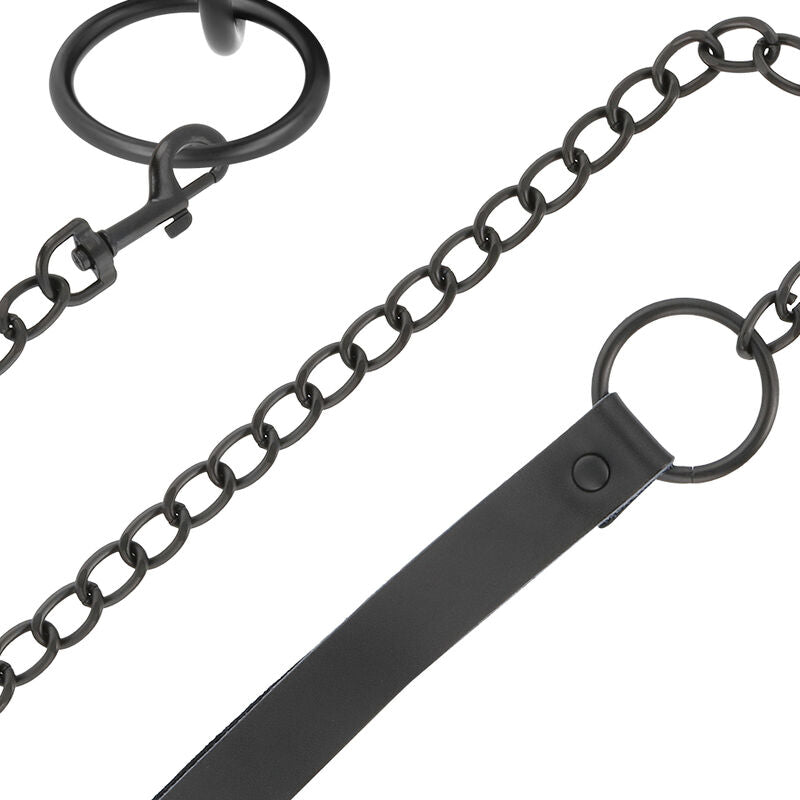 Collier BDSM avec chaîne et poignée noir - Darkness - Darkness