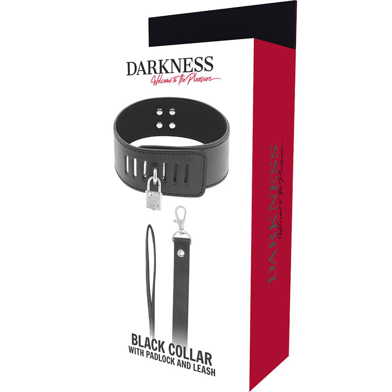 Collier BDSM avec serrure et laisse noire - Darkness - Darkness