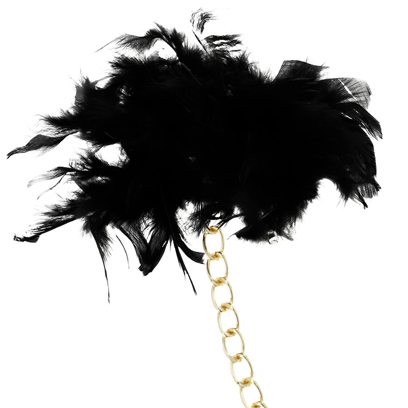 Menottes Métal Plumes Noires - Coquette Chic Desire