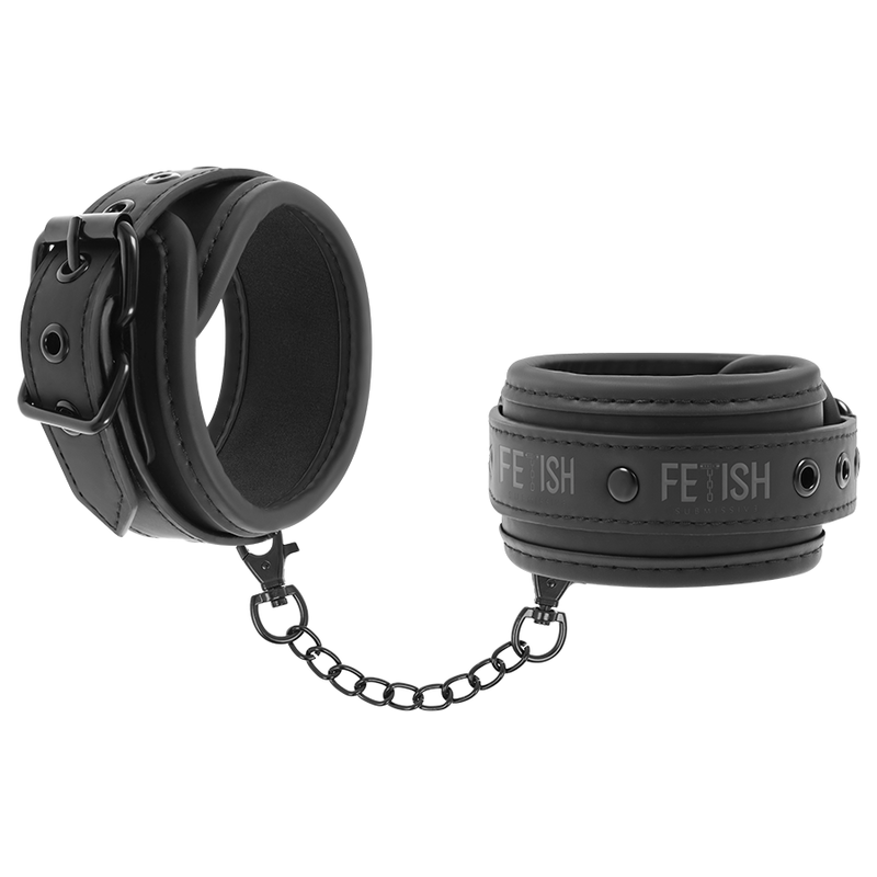 Fetish Submissive – Menottes en Cuir Synthétique Noir BDSM