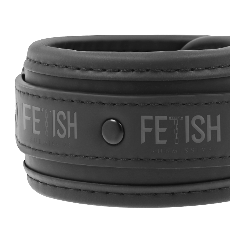 Fetish Submissive – Menottes en Cuir noir avec Collier de Cou BDSM
