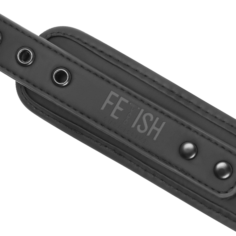 Fetish Submissive – Menottes en Cuir noir avec Collier de Cou BDSM