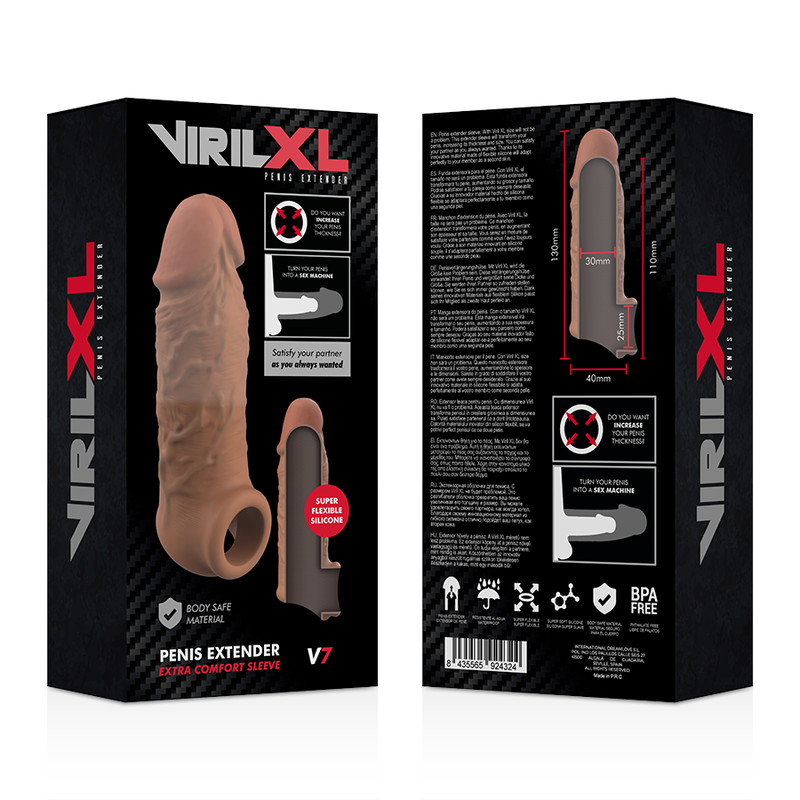 VirilXL - Extension de Pénis en silicone V7 (+2cm) - Marron